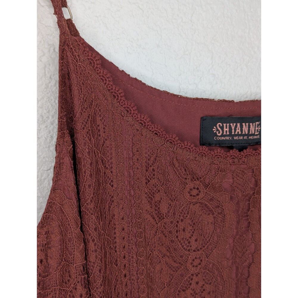 Shyanne Women's Lace Slip Mini Dress Sz L Sexy Cowgirl Brown Lined Western Date - Picture 6 of 10